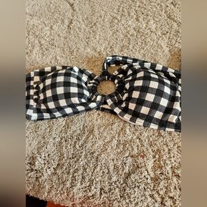 Tuss Black and White Checkered Swim Top